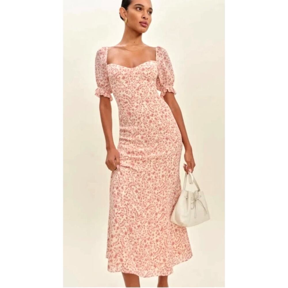 Reformation Gloria Cream Floral Print Midi Dress in Corinne 2